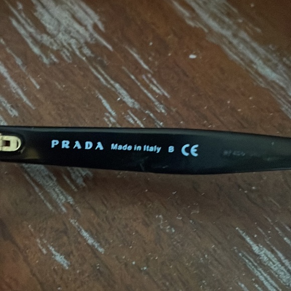 Prada VPR 01U 1AB-101 black gloss cat eye eyeglasses with black logo hard case - Picture 5 of 16